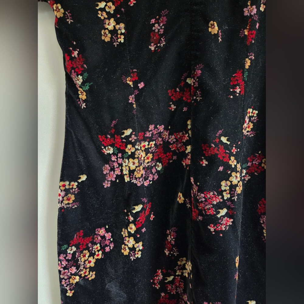 Obey Mel Dress Floral Mini Mandarin Collar Whimisgoth Dark Academia Velour S - Picture 8 of 9